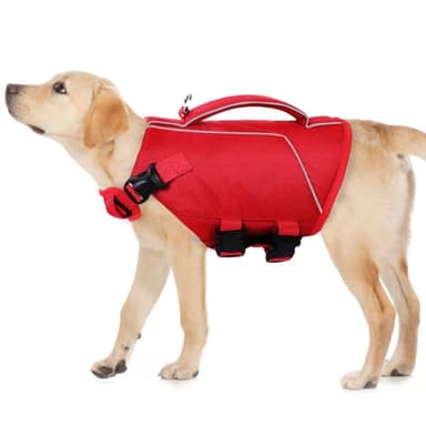 ASENKU Dog Life Jacket - Pet Safety Vest for Swimming & Boating, Shark Life Jacket with Floatation, Dog Lifesavers Swimsuits for Small Medium Large Dogs (Red, XL) - Image 1