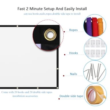 Mdbebbron 120 inch Projector Screen 16:9 Foldable Anti-Crease Portable Projector Movies Screens for Home Theater Outdoor Indoor Support Double Sided Projection - Image 3