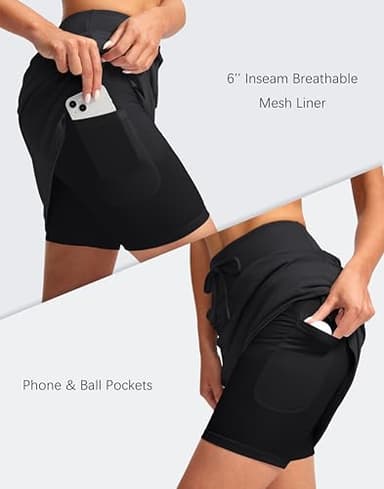 SANTINY Women's 20'' Knee Length Skorts Skirts 6 Pockets High Waisted Drawstring Long Athletic Tennis Golf Skirt Women(Black_XL) - Image 4