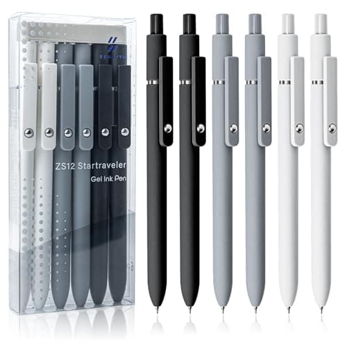 UIXJODO 6 Pcs Gel Pens 0.5mm Quick Dry Black Ink Pens Fine Point Smooth Writing Pen, Cute Office and School Supplies Gifts for Women Teacher Students (6 Pcs Black White Grey Silver) - Image 1