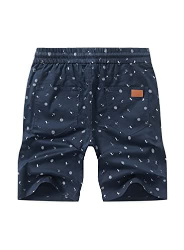 JMIERR Men's Casual Shorts - Fashion Cotton Drawstring Summer Beach Stretch Elastic Waist Waist Twill Chino Golf Shorts with Pockets for Men 8 Inch Inseam, US 38(XL), Coconut Tree Printed Blue - Image 4