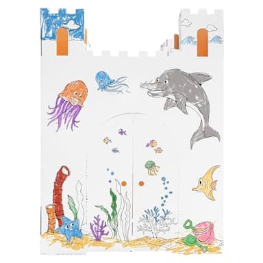 Easy Playhouse Sand Castle - Kids Art & Craft for Indoor & Outdoor Fun, Color, Draw, Doodle – Decorate & Personalize a Cardboard Fort, 32 by 32 by 43. 5 inches Age 3and up - Image 8