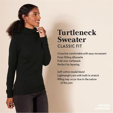 Amazon Essentials Women's Classic-Fit Lightweight Long-Sleeve Turtleneck Sweater (Available in Plus Size), Charcoal Heather, X-Large - Image 2