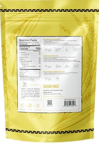 Soeos Sushi Rice, Medium Grain Rice, Sticky Rice for Sushi Rolls and Japanese Food, 2 Pound (32 Ounce - Image 3