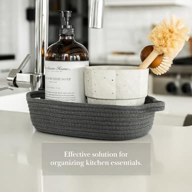 Cozytoon 5-Piece Storage Basket Set - Durable Cotton Rope Storage Bins for Bathroom, Kitchen, Nursery, and Living Room Organization - Multi-Use Baskets for Shelves, Clothes, Towels and Laundry - Image 2