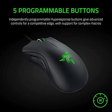 Razer DeathAdder Essential Gaming Mouse: 6400 DPI Optical Sensor - 5 Programmable Buttons - Mechanical Switches - Rubber Side Grips - Classic Black - Image 4