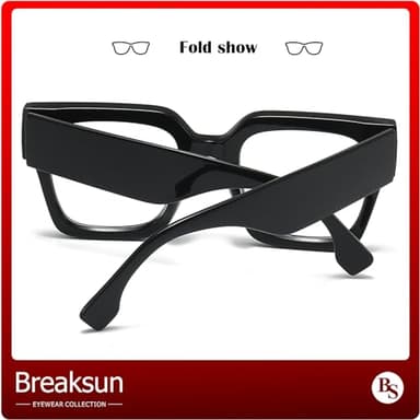 Breaksun Fashion Oversized Blue Light Blocking Glasses for Women Men Trendy Big Square Frame Computer Eyeglasses (Black+Tortoise) - Image 5