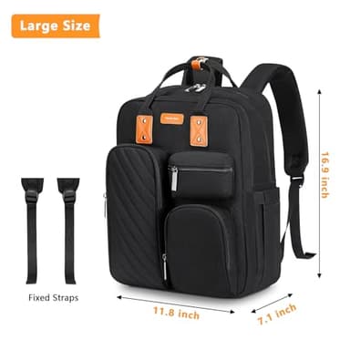 Diaper Bag Backpack, Large Capacity Baby Diaper Backpack with Tons of Pockets, Built-in Stroller Straps, Multi function Waterproof Diaper Bag (Black) - Image 7