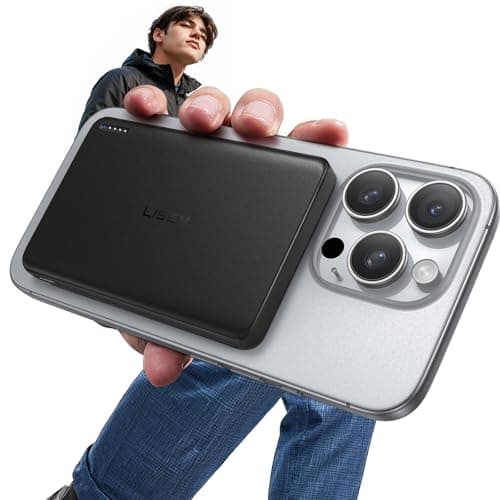 LISEN 0.5‘’ Ultra Slim MagSafe Portable Charger,10000mAh Wireless Card Slim MagSafe Battery Pack iPhone 17 Air Accessories,Magnetic Power Bank for iPhone 17 Pro Max Plus Air/16/15/14/13/12，Obsidian - Image 1