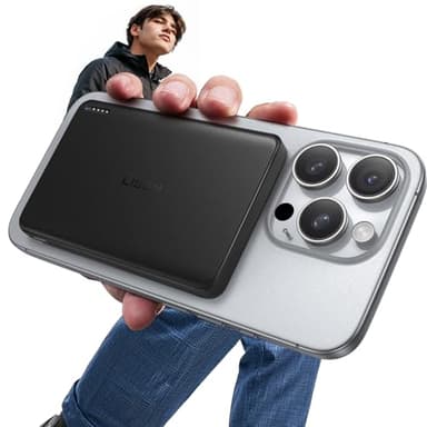 LISEN 0.5‘’ Ultra Slim MagSafe Portable Charger,10000mAh Wireless Card Slim MagSafe Battery Pack iPhone 17 Air Accessories,Magnetic Power Bank for iPhone 17 Pro Max Plus Air/16/15/14/13/12，Obsidian - Image 1