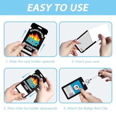 Dumpster on Fire Lanyards for ID Badges and Keys, Funny Badge Reel Retractable Heavy Duty with 360° Swivel Carabiner Clip, I'm Fine ID Badge Holder with Breakaway Lanyard, Teacher Nurse Office Gifts - Image 6