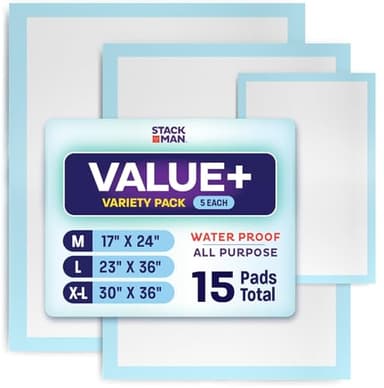 Chucks Pads Variety Pack - 3 Sizes - (17X24", 23X36", 30X36") - 15 Disposable Underpads - The Right Size for Every Need - Make Traveling Easy - Sample Our Range of Sizes or Pack Them for Your Trip! - Image 7