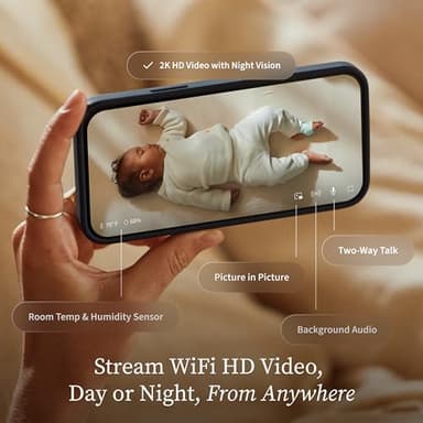 Owlet Dream Sight™ – Smart HD Video Baby Monitor with 2K Camera, Cry, Motion & Sound Alerts, Temp + Humidity Monitoring, Secure WiFi, 2-Way Talk, Compatible with Dream Sock - Image 3