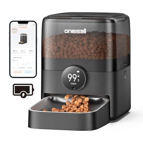 oneisall Cordless WiFi Automatic Cat Feeder, Tasty S2 Pro Rechargeable 100-Day Battery Operated Pet Feeder, 12 Cups/3L Timed Cat Food Dispenser for Large Kibble, Smart App Control (Black) - Image 1