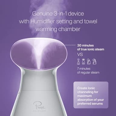 NanoSteamer Large 3-in-1 Nano Ionic Facial Steamer with Precise Temp Control - Humidifier - Unclogs Pores - Blackheads - Spa Quality - Bonus 5 Piece Stainless Steel Skin Kit (Lilac) - Image 3