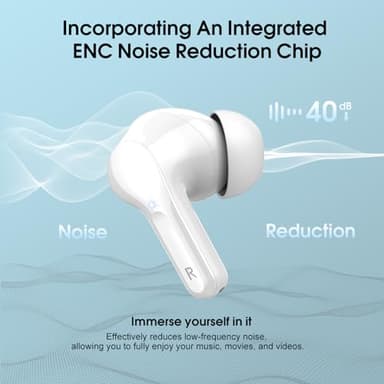 Wireless Earbuds, Bluetooth 5.4 Headphones HiFi Stereo, Bluetooth Earbuds with ENC Noise Cancelling Mic, IP7 Waterproof in Ear Earphones, 48H, LED Display Ear buds for Pad Workout Sports, Deep White - Image 3