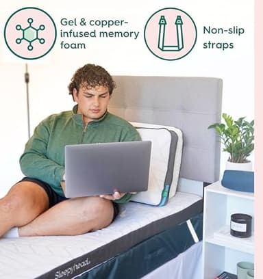 Sleepyhead Twin XL 3 Inch Super Memory Foam Mattress Topper for College Dorm – Copper & Gel Infused, Cooling, Washable Cover, Thick & Comfortable Mattress Pad, Dorm Room Essentials (XL Twin 3") - Image 5