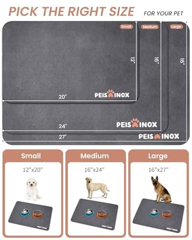 PEISAINOX Cat Dog Food Mat, Rapid Water Absorption Dog Mat for Food and Water,100% Waterproof Cat Dog Bowl Mat, Pet Food Mat for Messy Drinkers to Protect Floors, Pet Accessories Supplies - Image 5