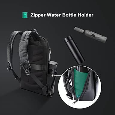 BOPai Unisex Slim Genuine Leather Laptop Backpack Men for 15-15.6 inch Business Smart Professional Lightweight Backpack with USB Charging Office Commuter Computer Rucksack Executive Anti Theft Black - Image 5