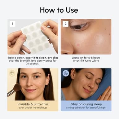 MAREE Invisible Pimple Patches - Clear Pimple Patches for Face - Hydrocolloid Acne Patches Anti Blemish - Zit Stickers for Face - Parches Para Acne - Pinple Zit Patches Pimple Stickers - 72 Dots - Image 10
