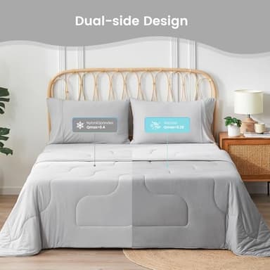 Cozy Bliss Viscose Cooling Comforter King Size, Reversible Cooling Blanket for Hot Sleepers and Night Sweats, Q-Max 0.4 Breathable Summer Comforter Quilt, Lightweight Soft Silky Smooth, Cool Grey - Image 4