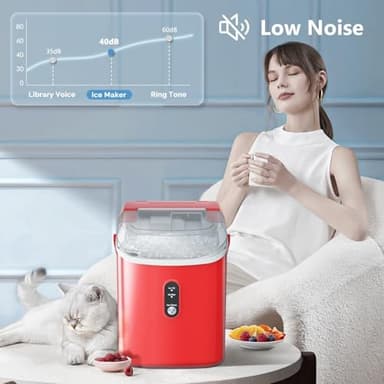 Ice Makers Countertop with Soft Chewable Pellet Ice, Pebble Ice Maker Machine with Self-Cleaning, 22Lbs/24Hrs, One-Click Operation, Ice Basket/Ice Scoop for Home/Office/Bar/Party - Image 4