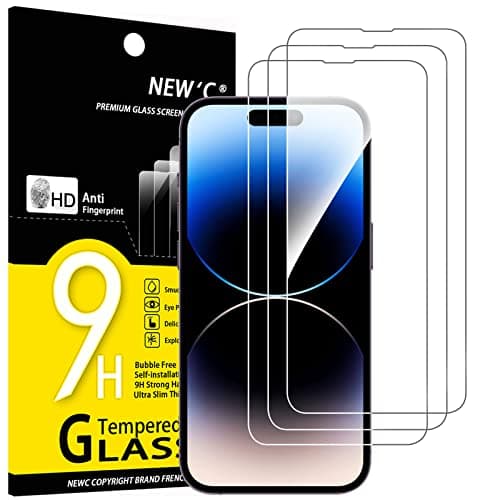 NEW'C 3 Pack Designed for iPhone 14 Pro Screen Protector (6.1"), Enhanced Tempered Glass Protection, Case Friendly Anti Scratch Bubble Free Ultra Resistant - Image 1