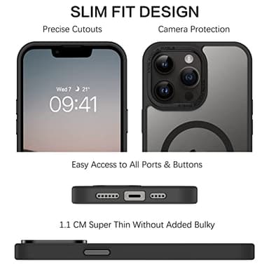 BENTOBEN Magnetic for iPhone 13 Pro Max Case, [Compatible with MagSafe] Translucent Matte Frosted Anti-Fingerprint Slim Shockproof Women Men Protective Cover Case for iPhone 13 Pro Max 6.7",Black - Image 8