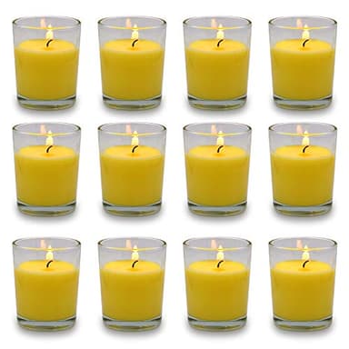 Small Citronella Candles Outdoor and Indoor Soy Wax Votive Candles for Party Dinner and Camping - 12 Hours Burn Time, Set of 12 - Image 1