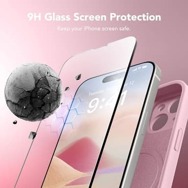 SuydanBox Magnetic for iPhone 15 Case, Compatible with MagSafe, [Screen Protector + Full Camera Protection], Silicone Shockproof Anti-Scratch Protective Phone Case for iPhone 15 6.1", Chalk Pink - Image 4