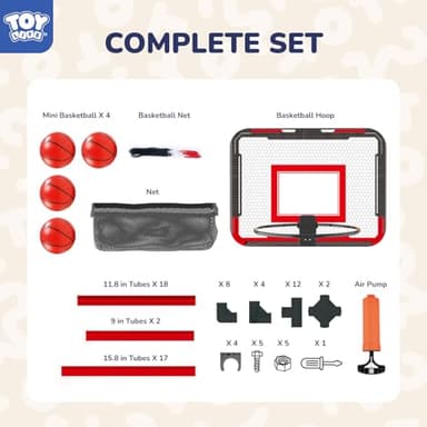 TOY Life Arcade Basketball Game Set Height Adjustable Easy Set Up with 4 Balls and Hoop Game for Kids 3 to 12 Years Old Indoor Outdoor Sport Play, Air Pump Included, Toys for Boys 5-7 Competition - Image 4
