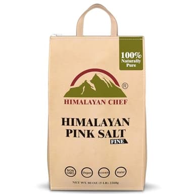 Himalayan Chef Pink Himalayan Salt Fine Grain, 5 lbs Bag - Pure, Natural, Kosher, Non-GMO, Mineral-Rich, for Cooking, Seasoning, Baking, Table Use, 84 Minerals - Image 1