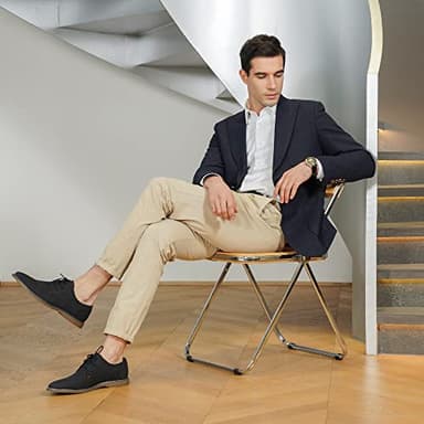 Jousen Men's Oxford Suede Business Casual Dress Shoes Plain Toe Oxfords Classic Formal Derby Shoes (AMY615 Black 10.5) - Image 2