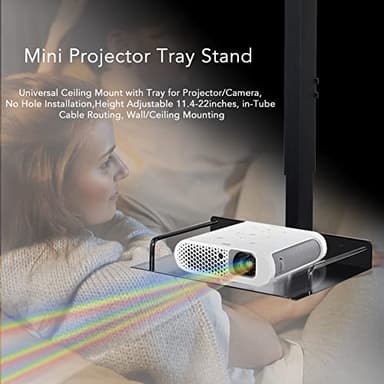 Drsn Universal Ceiling Mount with Tray, 11.4-22 inches Adjustable, No Hole Installation, Aluminum Alloy, in-Tube Cable Routing, Universal Ceiling Mount for Projector/Camera, Wall/Ceiling - Image 7