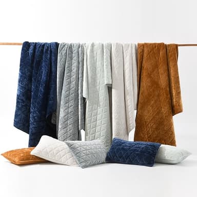 Homzard Velvet Quilt Set Queen Size Bedding Set, Cream White Velvet Comforter, Luxury Bedspreads Queen Size, Cream White Bedding,Soft Lightweight Quilts for All Season - Image 6