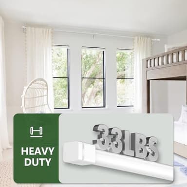 Sthumsup White Curtain Rods for Windows 48 to 84,Adjustable 1 Inch With Brackets, Heavy Duty Modern Window Rods for Living Room,Bedroom(30 to 90") - Image 3