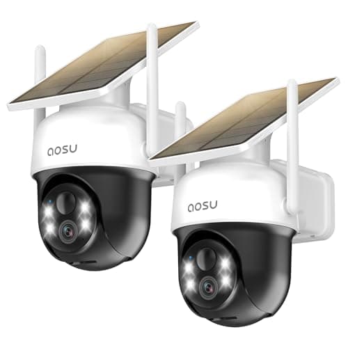 AOSU Solar Camera Outdoor Wireless - 100% Wire-Free Outdoor Security Camera Wireless with Fixed Solar Panel,360° Panoramic View, Human Auto Tracking, 2K Color Night Vision - Image 1