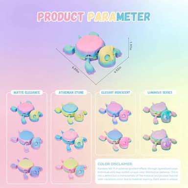 ASDTGOE 3D Printed Funny Turtle Coasters - Colorful Wacky Turtle Coaster Stress Relief Toys, Desktop Decorations for Home, Office, Party, One Piece (Athenian Stone) - Image 2