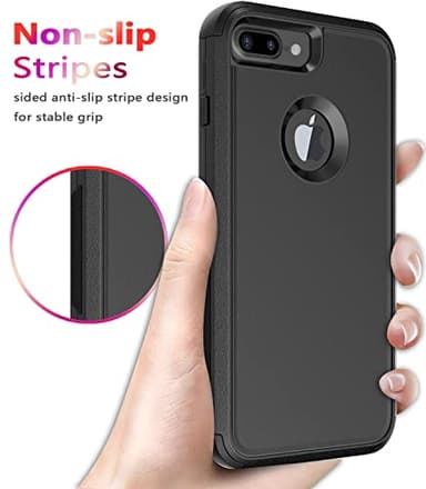 Diverbox Case [Shockproof] [Dropproof] [Dust-Proof],Heavy Duty Protection Phone Cover for Apple iPhone 8 Plus & 7 Plus (Black) - Image 5