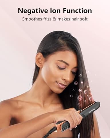 Annlary Hair Straightener 1 Inch Flat Iron and Curler 2 in 1 Titanium Ceramic Ionic Dual Voltage Straightener with Heat-Resistant Silicone, for Less Frizz, Shinier & Smoother - Image 2