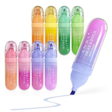 Four Candies 8 Pcs Highlighters Assorted Colors, Cute Pastel Highlighter Set, Dry Quickly, Soft Chisel Tip, Bible Highlighter for No Bleed, Back to School Supplies，Aesthetic Highlighters for Office - Image 1