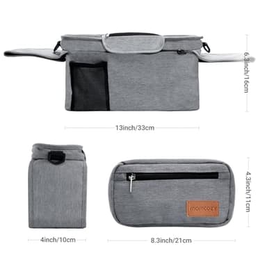 Momcozy Universal Stroller Organizer with Insulated Cup Holder Detachable Phone Bag & Shoulder Strap, Fits for Stroller like Uppababy, Baby Jogger, Britax, BOB, Umbrella and Pet Stroller - Image 3