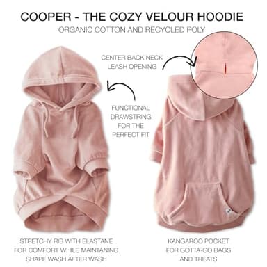 Pet Passion Cooper II Organic Cotton Velour Dog Hoodie Pet Coat for Small, Medium and Large Dogs, Pink, Large - Image 5