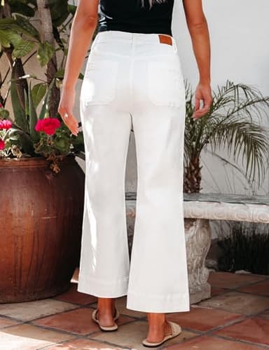 luvamia Wide Leg Jeans for Women Trendy High Waisted Flare Jeans Cropped Denim Pants Stretchy Baggy with Patch Pockets Womens Jeans Stretchy Womens Jeans Size 8 White Slacks for Women Size 10 - Image 3