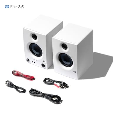 PreSonus Eris 3.5 Studio Monitors (White), Pair — 3.5" Inch Powered Bookshelf Speakers, Stereo, Desktop Computer, Near Field Music Production, Audio Mixing Recording - Image 8