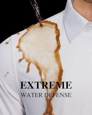 Alimens & Gentle Men's Dress Shirt Regular Fit Stretch Stain Shield Long Sleeve Solid Business Wedding Button Down Shirts White - Image 2