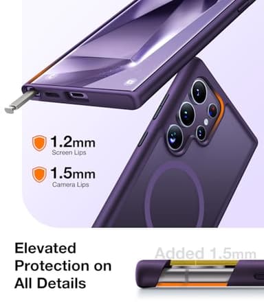 TORRAS Magnetic Shockproof for Samsung Galaxy S24 Ultra Case, Fit for MagSafe, Military Grade Drop Tested, Protective Translucent Matte Slim Case for Samsung S24 Ultra, Deep Purple - Image 5