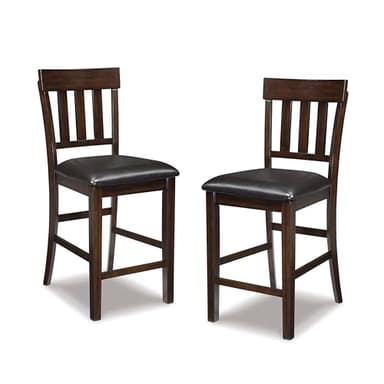 Signature Design by Ashley Haddigan 24" Counter Height Upholstered Barstool 2 Count, Dark Brown - Image 1
