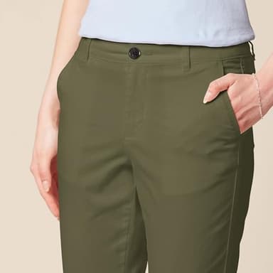 Amazon Essentials Women's Mid-Rise Slim-Fit Stretchy Cropped Tapered Leg Khaki Dress Pants (Available in Plus Size), Dark Olive, 18 - Image 4