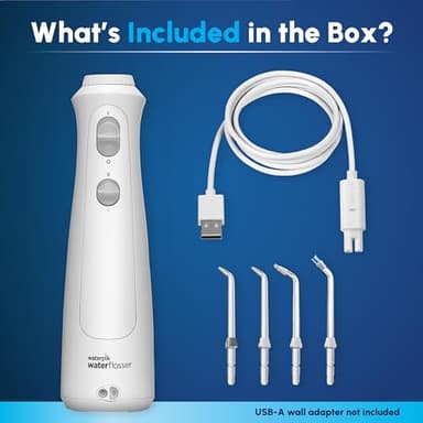 Waterpik Cordless Pearl Rechargeable Portable Water Flosser for Teeth, Gums, Braces Care and Travel with 4 Flossing Tips - ADA Accepted, WF-13 White, Packaging May Vary - Image 4